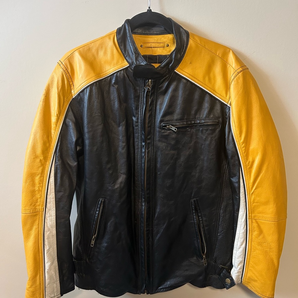 Black and Yellow Leather Jacket
